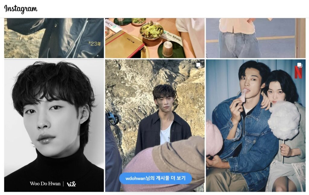 Screen capture of several photos from Woo Do-hwan's Instagram