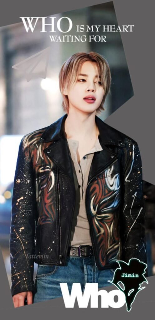 Jimin wearing a leather jacket